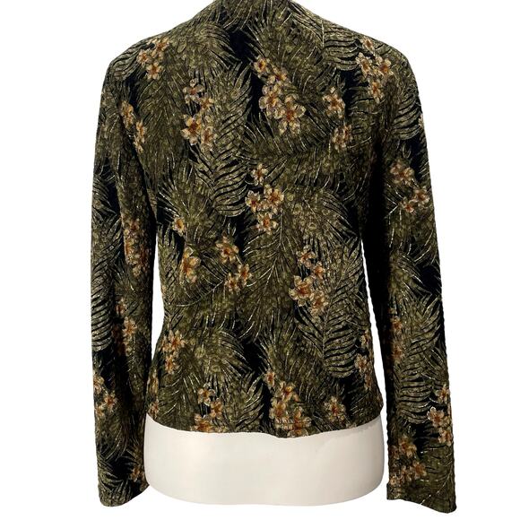 Vintage 90s MSK Women's Floral Open Cardigan Crepe Topper Evening Jacket  Medium - Picture 13 of 13
